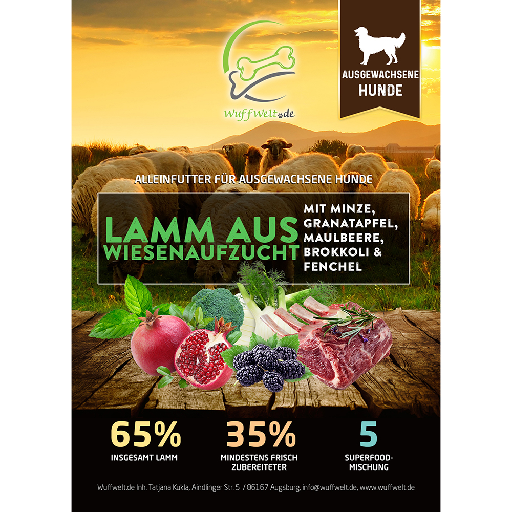 Wuffwelt Trockenfutter Lamm aus Wiesenaufzucht 2kg