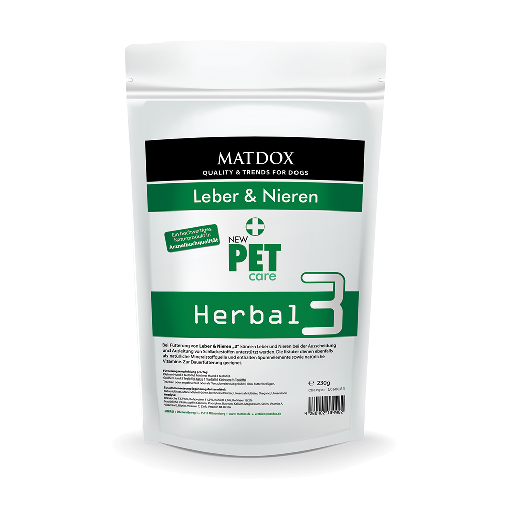 Hundeernährung, Nahrungsergänzung, Herbal3, Leber, Nieren