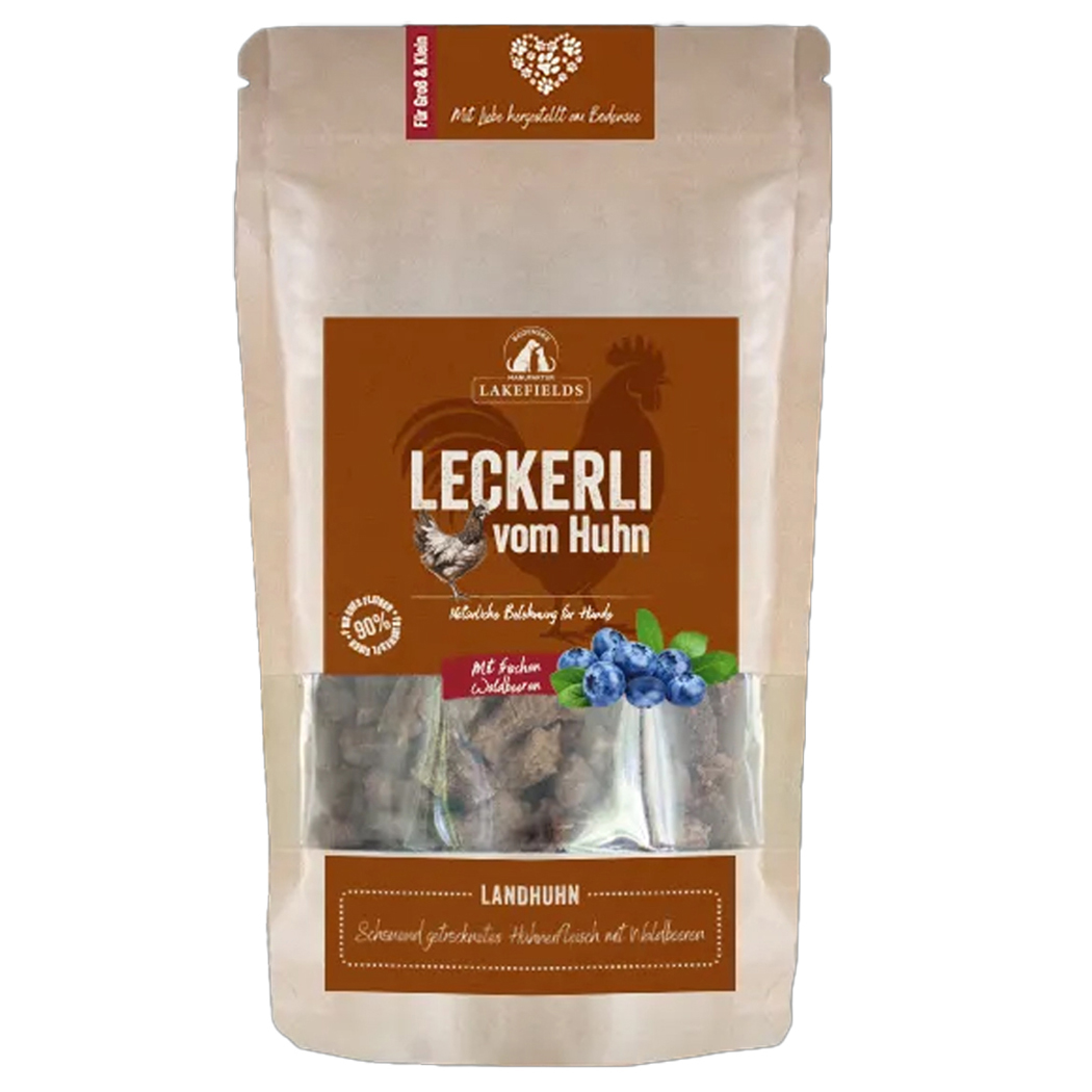 Huhn Leckerli, Hundesnacks, Kauknochen, Leckerlis, Blueberries-Optik