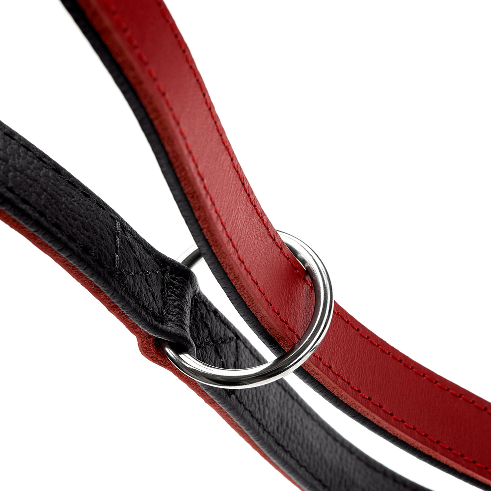 leder, armband, ring, doppellagig, rot-schwarz