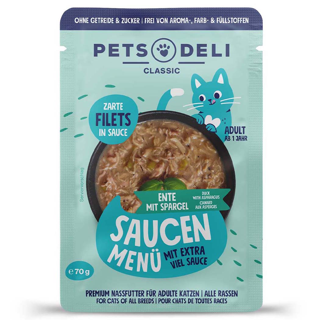 Katzenfutter, in Sauce, Nassfutter, Huhn, Spargel