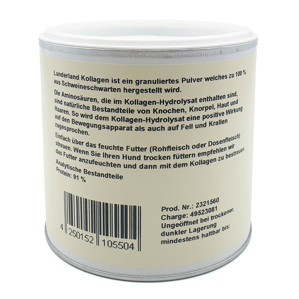 Kollagenpulver, Hunde-Ergänzungsfutter, Schweinekollagen, granuliertes Pulver, Dose