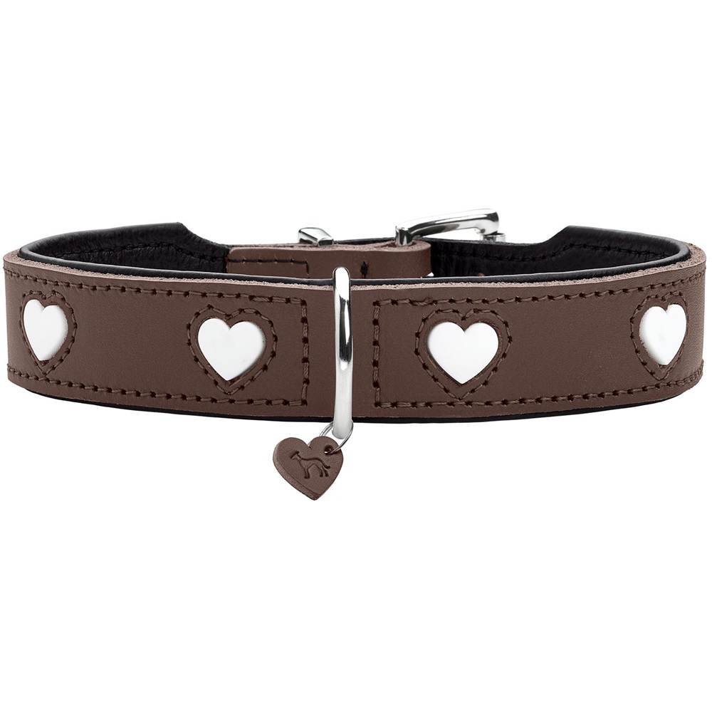 Halsband, Kunstleder, Herz-Motiv, braun, Schmuckanhänger