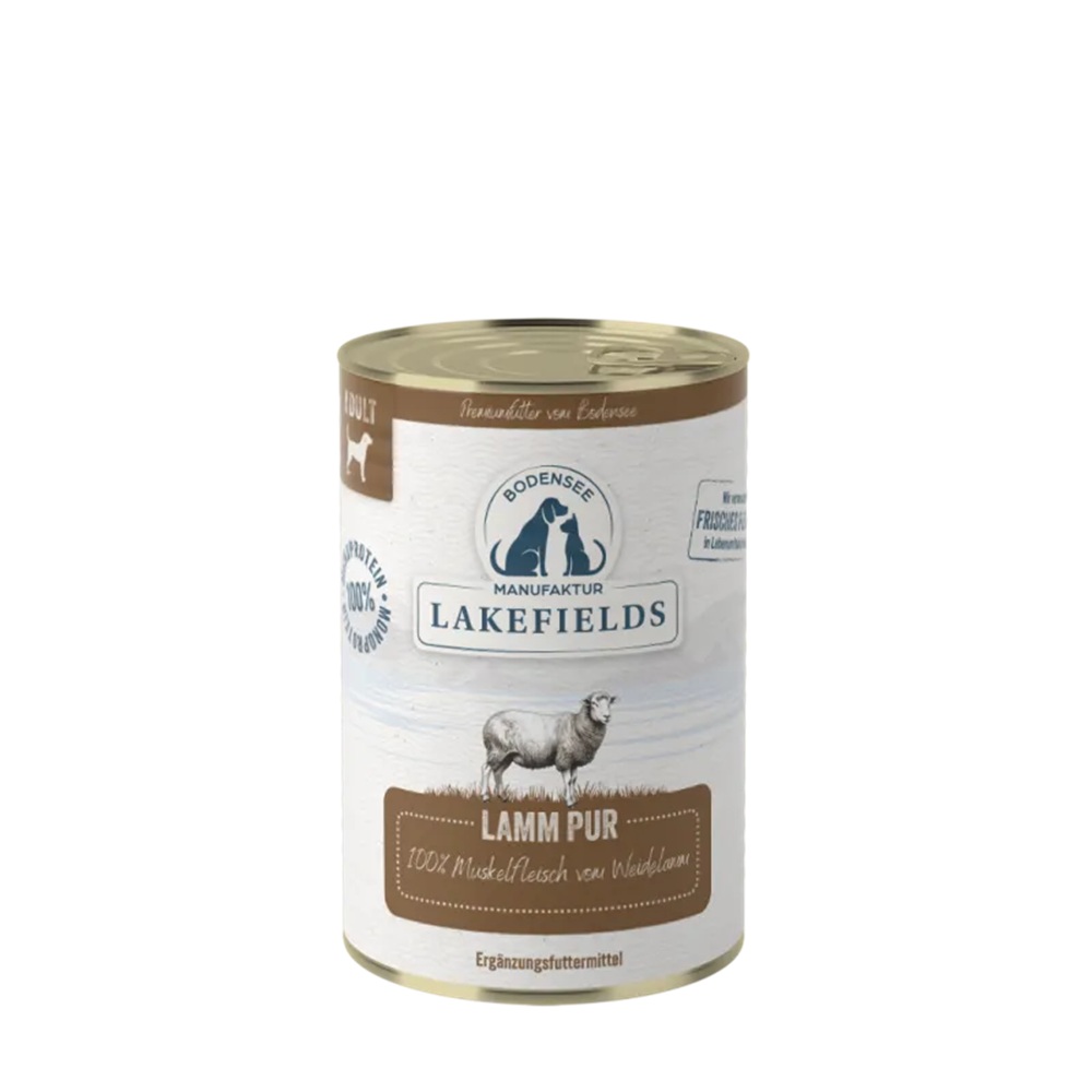 Lakefields Reinfleischdose Lamm pur 400g Zinn, Aluminium, Kann