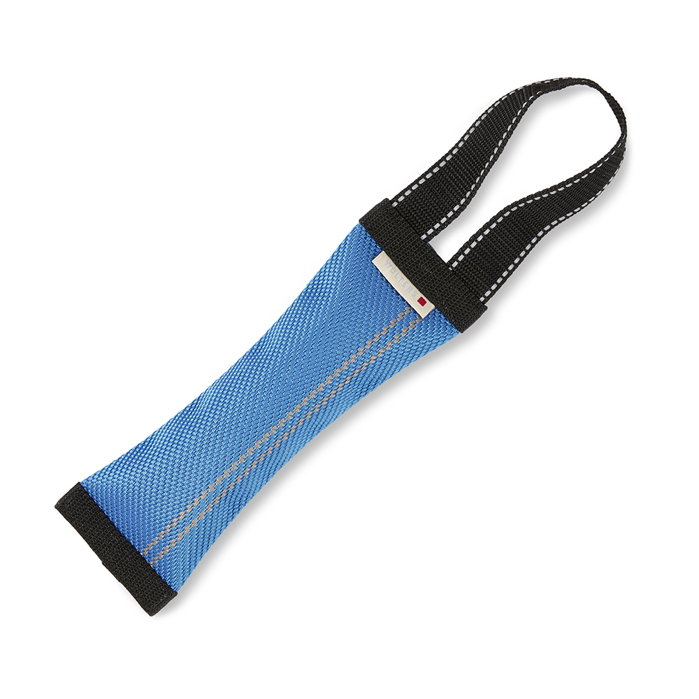 farbiger Gurt, blauer Stoff, elastischer Gurt, Schlaufe Griffe, flache Endkappe