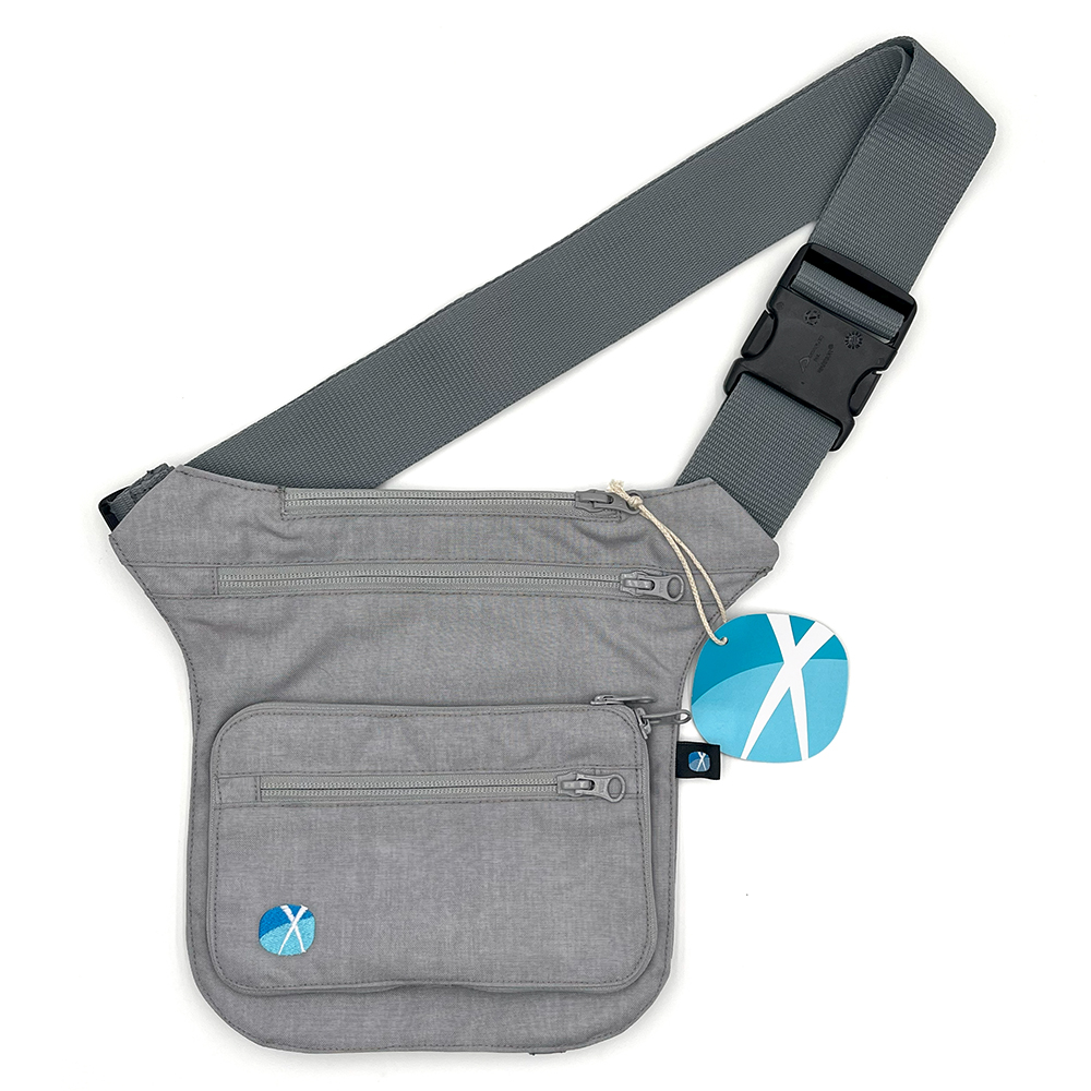 Umhängetasche, Gürteltasche, Material: Nylon, Reißverschluss, Graue Farbe