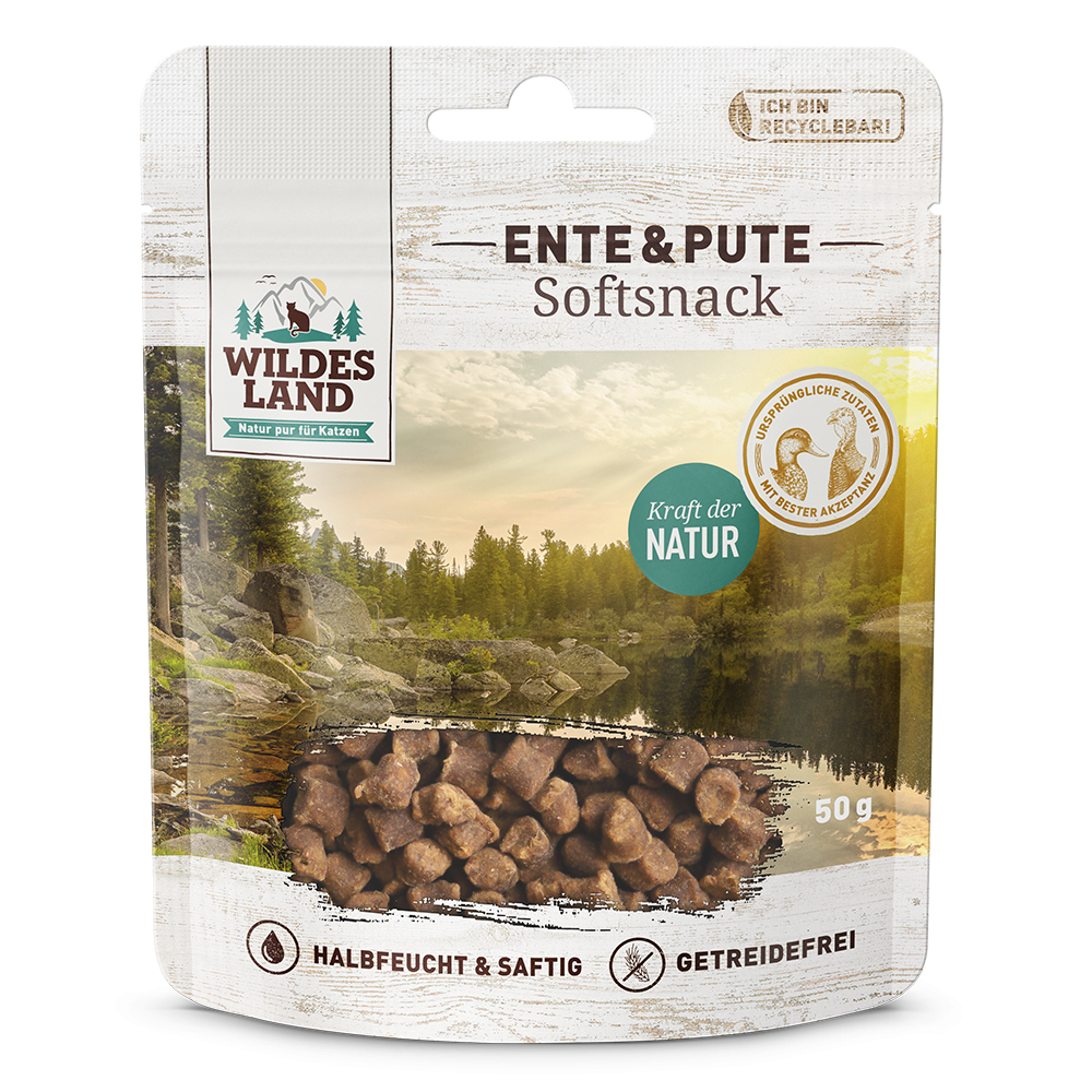 Wildes Land Ente & Pute Softsnack 50g - Katze