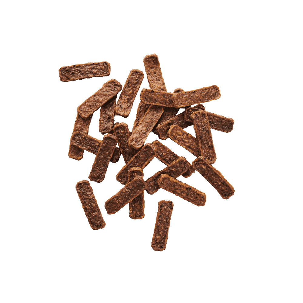 Hunde-Leckerlis, Krumen, braune Stäbchen, Snack, Körnerstangen