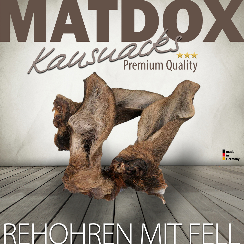 Matdox Premium Rehohren mit Fell - 5 Stück - made in Germany - Holz, Tier, Säugetier, Schwein