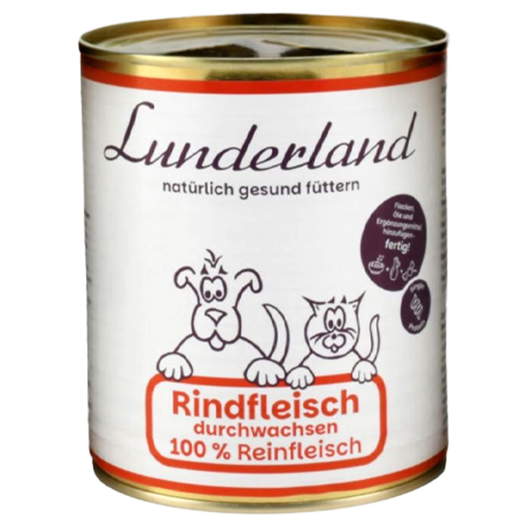 Dosenfutter, Rindfleisch, Durchwachsend, 100% Reinfleisch, Tierisch
