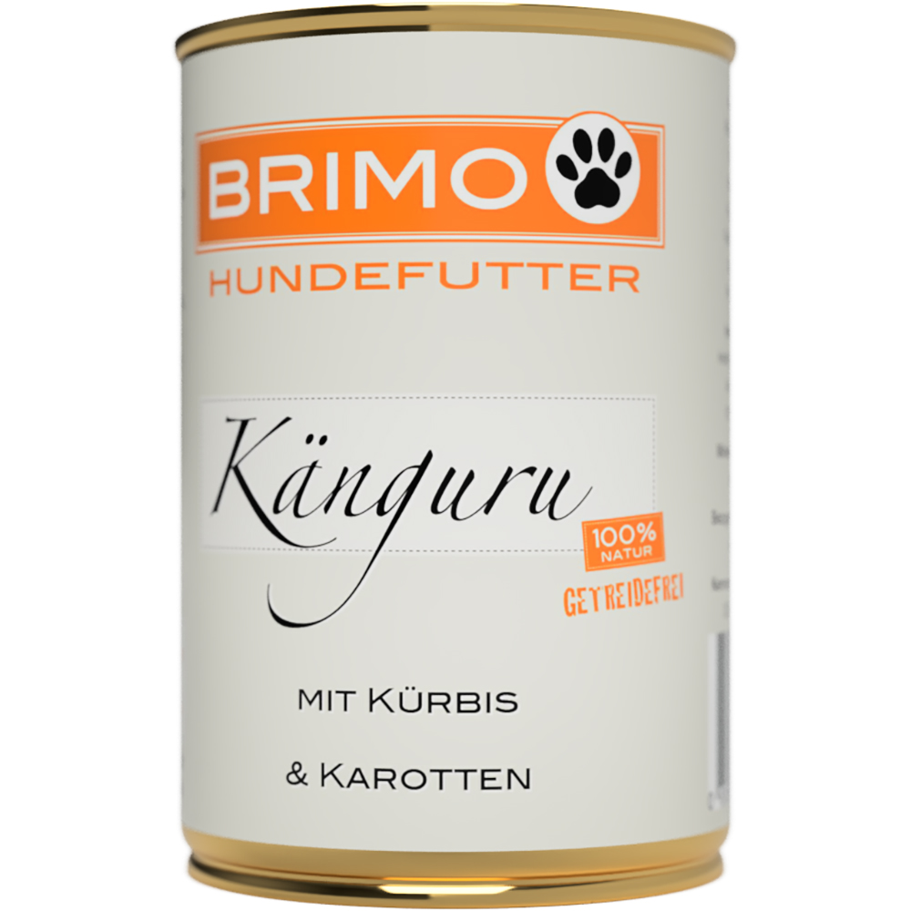 Hundefutter, Känguru, Kürbis, Karotten, Konservendose
