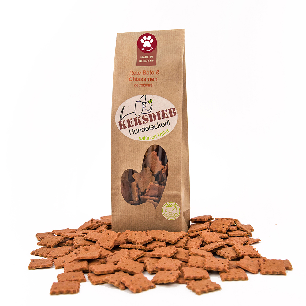 Keksdieb Hundekekse Rote Bete und Chiasamen 100g Tüte Essen, Süßigkeiten, Plätzchen