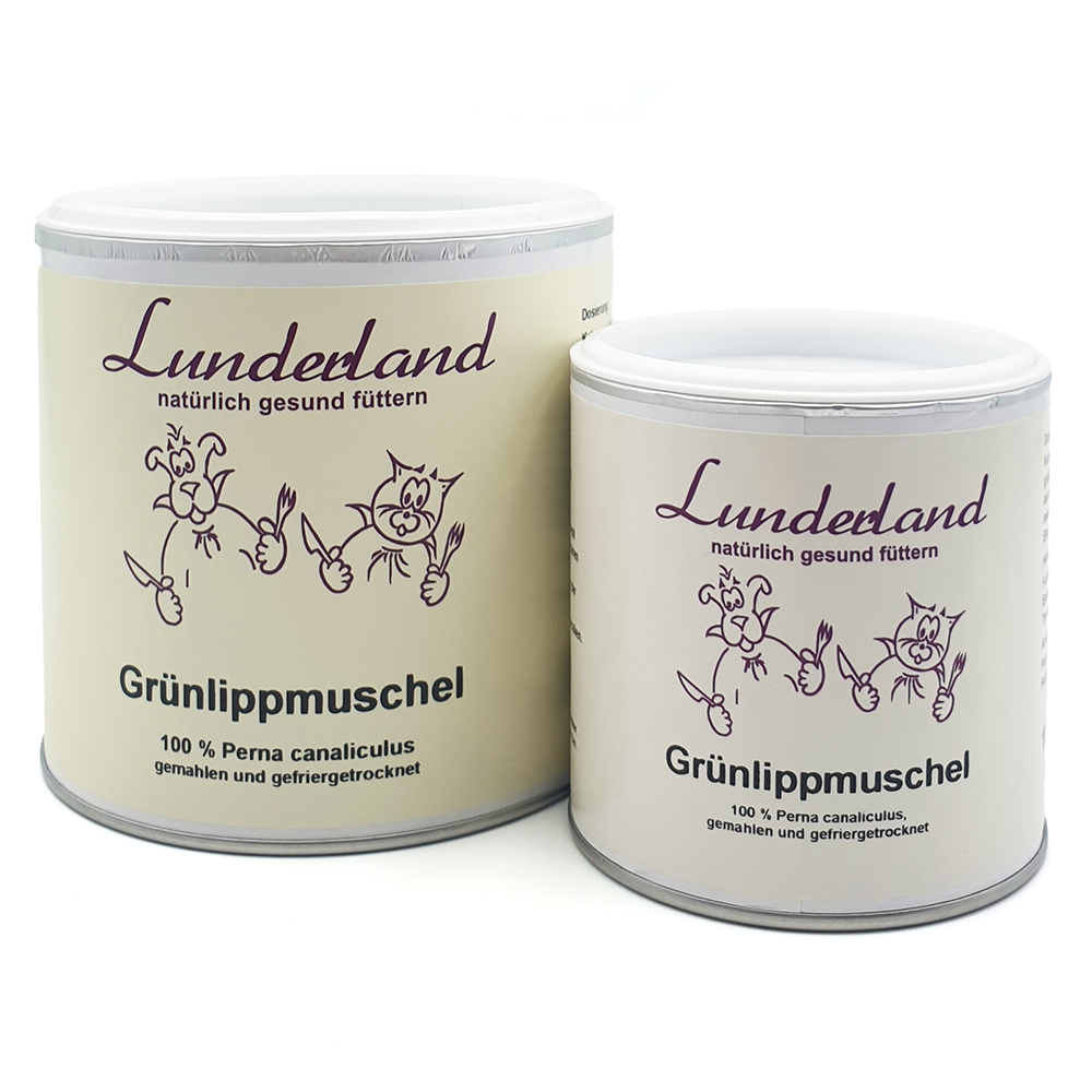Lunderland Grünlippmuschelpulver in 100g oder 250g Kann, Zinn